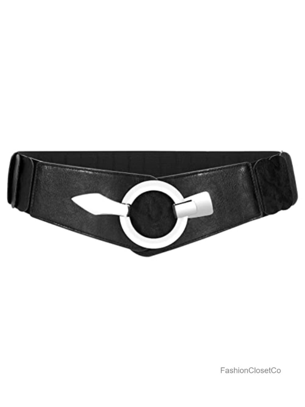 Vintage Elastic Wide Waist Belt for Women Stretchy Leather Dress Waistband
